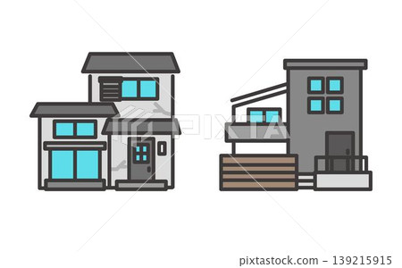 翻新後的獨立式住宅的向量圖。 139215915
