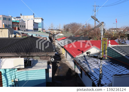 Snow remains on the roofs of houses in South Korea Snow remains on the roofs of houses in South Korea 139216124
