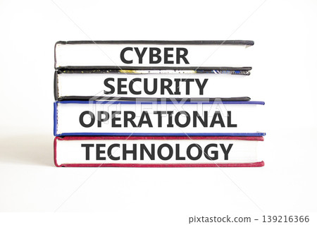 Cyber security symbol. Concept words Cyber security operational technology on beautiful books. Beautiful white background. Business Cyber security operational technology concept. Copy space. Cyber security symbol. Concept words Cyber security operational technology on beautiful books. Beautiful white background. Business Cyber security operational technology concept. Copy space. 139216366