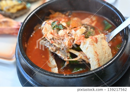 delicious authentic spicy korean seafood fish stew maeuntang delicious authentic spicy korean seafood fish stew maeuntang 139217562