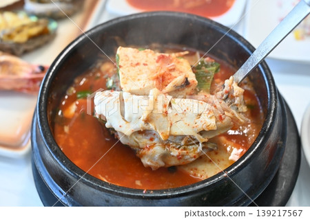 delicious authentic spicy korean seafood fish stew maeuntang delicious authentic spicy korean seafood fish stew maeuntang 139217567
