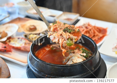 delicious authentic spicy korean seafood fish stew maeuntang delicious authentic spicy korean seafood fish stew maeuntang 139217577