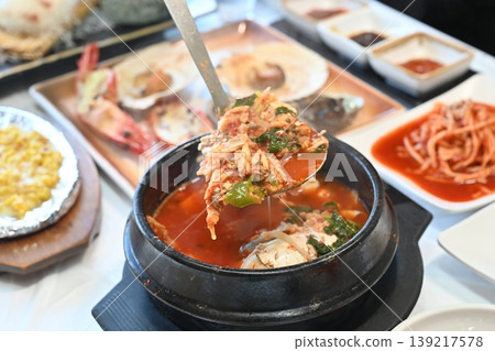 delicious authentic spicy korean seafood fish stew maeuntang delicious authentic spicy korean seafood fish stew maeuntang 139217578
