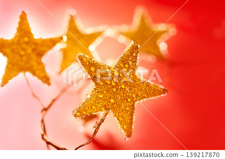 christmas golden drops star in red christmas golden drops star in red 139217870