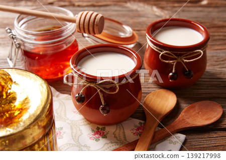 Curd dairy dessert with honey Curd dairy dessert with honey 139217998