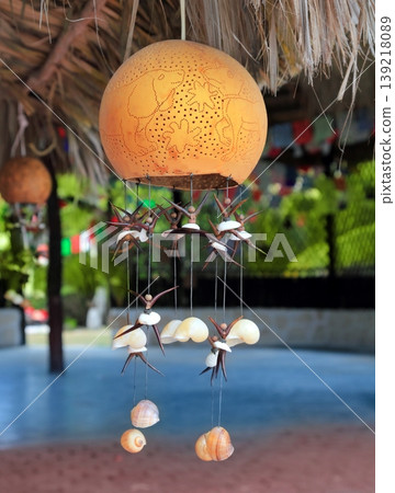 handcraft lamp with seashells traditional Mexico handcraft lamp with seashells traditional Mexico 139218089