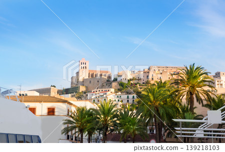 Ibiza town of Eivissa with palm trees Ibiza town of Eivissa with palm trees 139218103