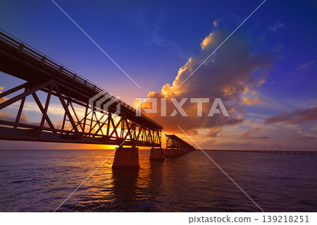 Florida Keys old bridge sunset at Bahia Honda Florida Keys old bridge sunset at Bahia Honda 139218251