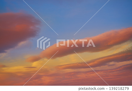 Sunset sky clouds orange and blue Sunset sky clouds orange and blue 139218279