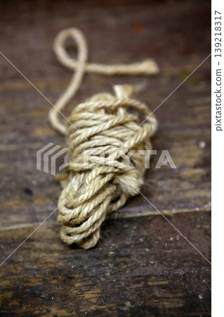 thread old spool over aged wooden 139218317