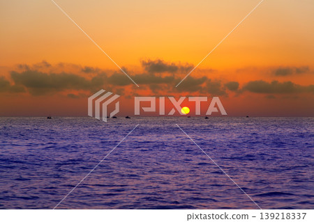 Mediterranean sea sunrise sunset with sun Mediterranean sea sunrise sunset with sun 139218337