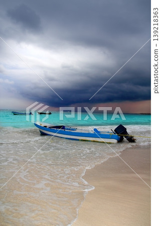 Caribbean before tropical storm hurricane beach boat Caribbean before tropical storm hurricane beach boat 139218363
