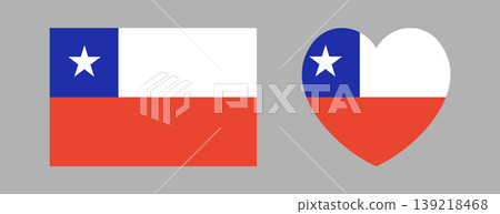 Flag of Chile button, sticker. National Chile flag rectangle, heart icon, badge set. Chilean flag rectangular, heart banner, background. Flag of Chile button, sticker. National Chile flag rectangle, heart icon, badge set. Chilean flag rectangular, heart banner, background. 139218468