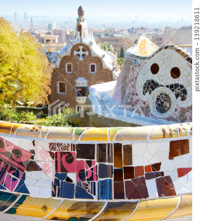 Barcelona park Guell fairy tail mosaic house Barcelona park Guell fairy tail mosaic house 139218611