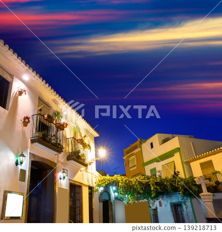 Denia old village sunset dusk in Alicante Spain Denia old village sunset dusk in Alicante Spain 139218713