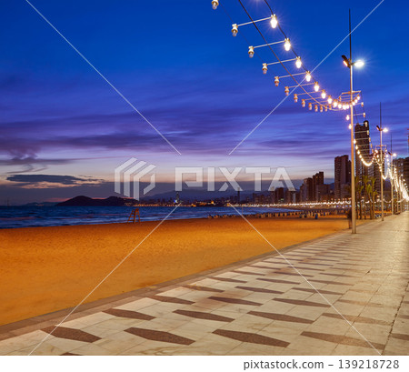 Benidorm skyline at sunset beach in Alicante Benidorm skyline at sunset beach in Alicante 139218728