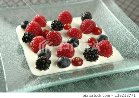 Mix of varied berries and cream Mix of varied berries and cream 139218771