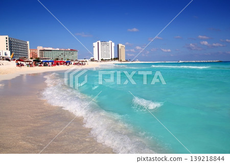 Cancun caribbean sea beach shore turquoise 139218844