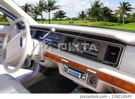 car indoor retro vintage in Caribbean golf course car indoor retro vintage in Caribbean golf course 139218845