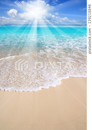 Caribbean turquoise beach sea sun beams 139218846