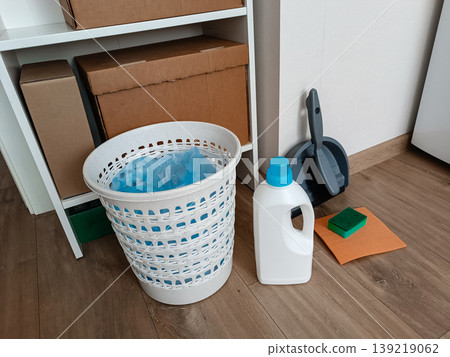 Cleaning Supplies and Storage Boxes 139219062