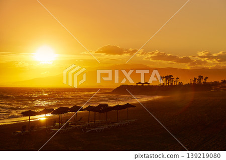 Almeria Cabo de Gata sunset in Retamar beach 139219080