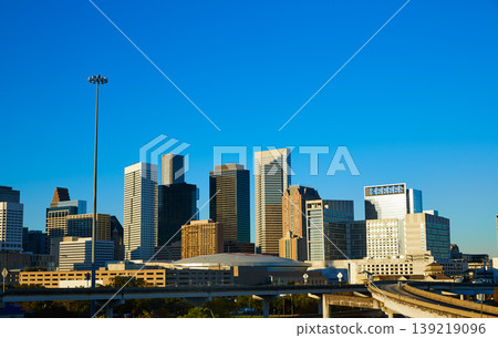 Houston downtown skyline of Texas city in US 139219096