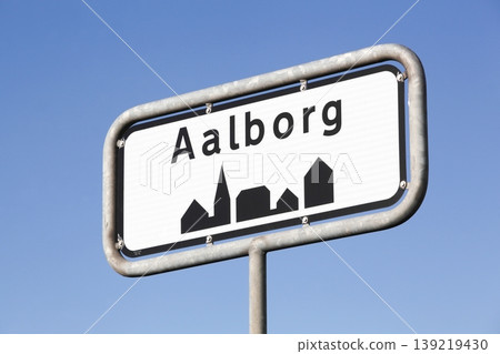 Aalborg city road sign in Denmark 139219430
