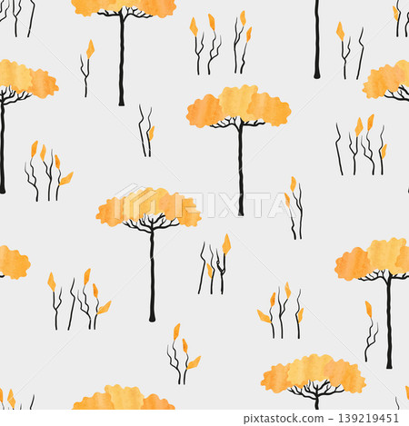 Abstract African tree pattern. Seamless savanna vector illustration Abstract African tree pattern. Seamless savanna vector illustration 139219451