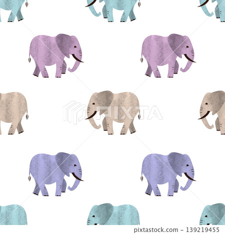 Seamless simple elephant pattern. Vector watercolor illustration Seamless simple elephant pattern. Vector watercolor illustration 139219455