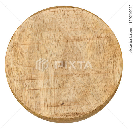 Round, flat piece of light wood on an isolated background Round, flat piece of light wood on an isolated background 139219615