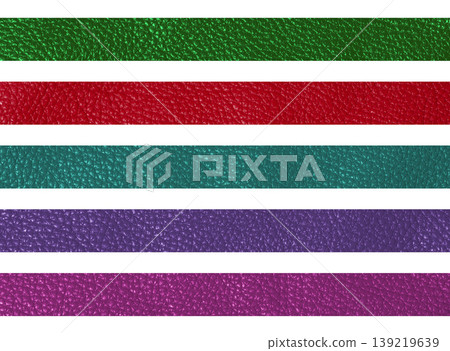 A set of multi-colored horizontal stripes with the texture of genuine leather in different colors on an isolated background A set of multi-colored horizontal stripes with the texture of genuine leather in different colors on an isolated background 139219639