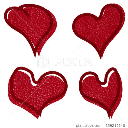 Set of decorative red hearts with leather texture on isolated background Set of decorative red hearts with leather texture on isolated background 139219640