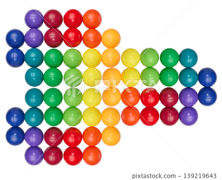 Colorful logic puzzle made of multicolored plastic balls on isolated background Colorful logic puzzle made of multicolored plastic balls on isolated background 139219643