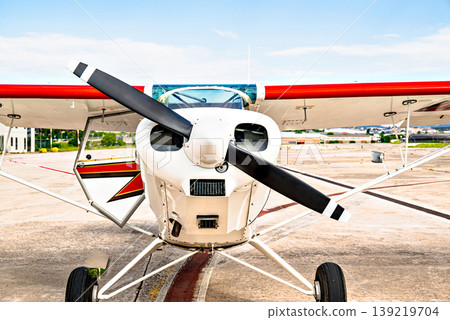 Airplane propellers, close-up detail, aeronautics 139219704