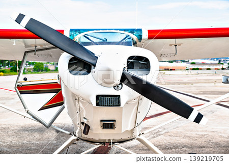 Airplane propellers, close-up detail, aeronautics 139219705