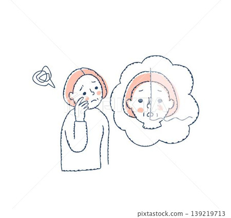 一位老年婦女,她的一隻眼睛視力有問題。 一位老年婦女,她的一隻眼睛視力有問題。 139219713