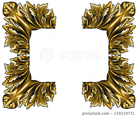 Golden Barocco, baroque or rococo vintage frame or borders with copy space. Floral elements with Golden Barocco, baroque or rococo vintage frame or borders with copy space. Floral elements with 139219731
