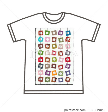 Hand-drawn square pattern T-shirt (transparent material) Hand-drawn square pattern T-shirt (transparent material) 139219840