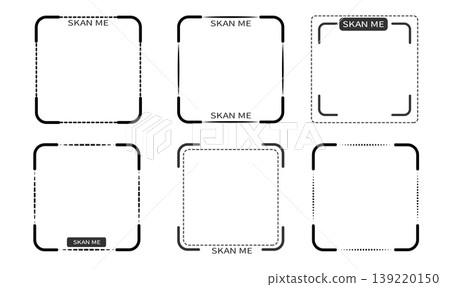 Scan QR code with phone camera. Modern mobile scanner icon design with arrow and frame. Vector template for app interface and digital payment systems. 139220150