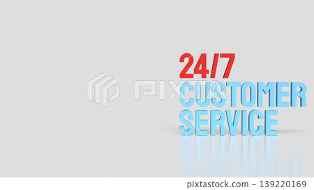 24 7 Customer Service Support Concept Modern Blue Text Illustration 3d render. 139220169