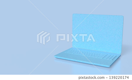 Minimal Blue Laptop Floating in Soft Gradient Background 3d render. Minimal Blue Laptop Floating in Soft Gradient Background 3d render. 139220174