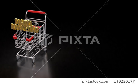 Digital Marketing Concept with Shopping Cart on Dark Background 3d render. Digital Marketing Concept with Shopping Cart on Dark Background 3d render. 139220177