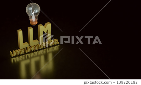 Large Language Model LLM Innovation Concept With Light Bulb And Artificial Intelligence Technology 3d render. Large Language Model LLM Innovation Concept With Light Bulb And Artificial Intelligence Technology 3d render. 139220182