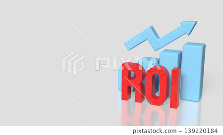 Return on Investment ROI Growth Concept with Bar Chart and Arrow 3d render. 139220184