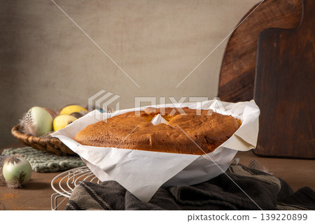 Traditional Portuguese Pao de Lo Sponge Cake in Rustic Setting Traditional Portuguese Pao de Lo Sponge Cake in Rustic Setting 139220899