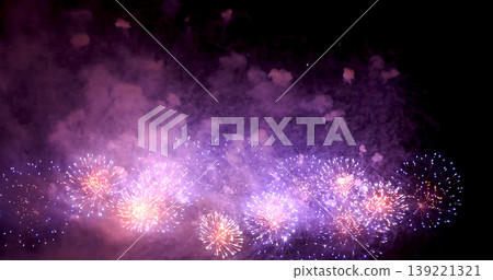 Purple Firework celebrate anniversary happy new year 2023, 4th of july holiday festival. Purple firework in night time celebrate national holiday. Violet firework Countdown to new year 2023 festival Purple Firework celebrate anniversary happy new year 2023, 4th of july holiday festival. Purple firework in night time celebrate national holiday. Violet firework Countdown to new year 2023 festival 139221321