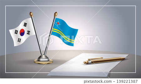 Small national flag of South Korea and Aruba flag Relation, Template Vector Illustration Small national flag of South Korea and Aruba flag Relation, Template Vector Illustration 139221387