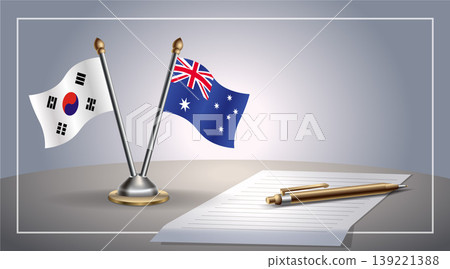 Small national flag of South Korea and Australia flag Relation, Template Vector Illustration Small national flag of South Korea and Australia flag Relation, Template Vector Illustration 139221388