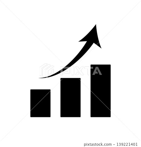Rising bar graph icon - simple and easy-to-use growth trend design Rising bar graph icon - simple and easy-to-use growth trend design 139221401